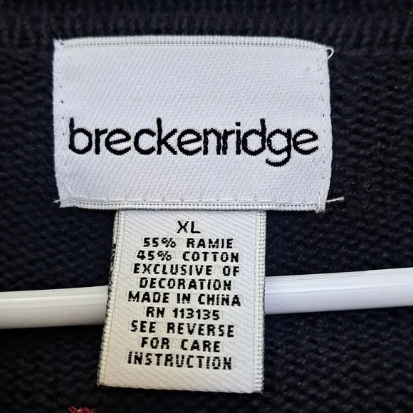 Breckenridge Black Embroidered Red Cardinal Zip Up Sweater. Size XL - Picture 9 of 10